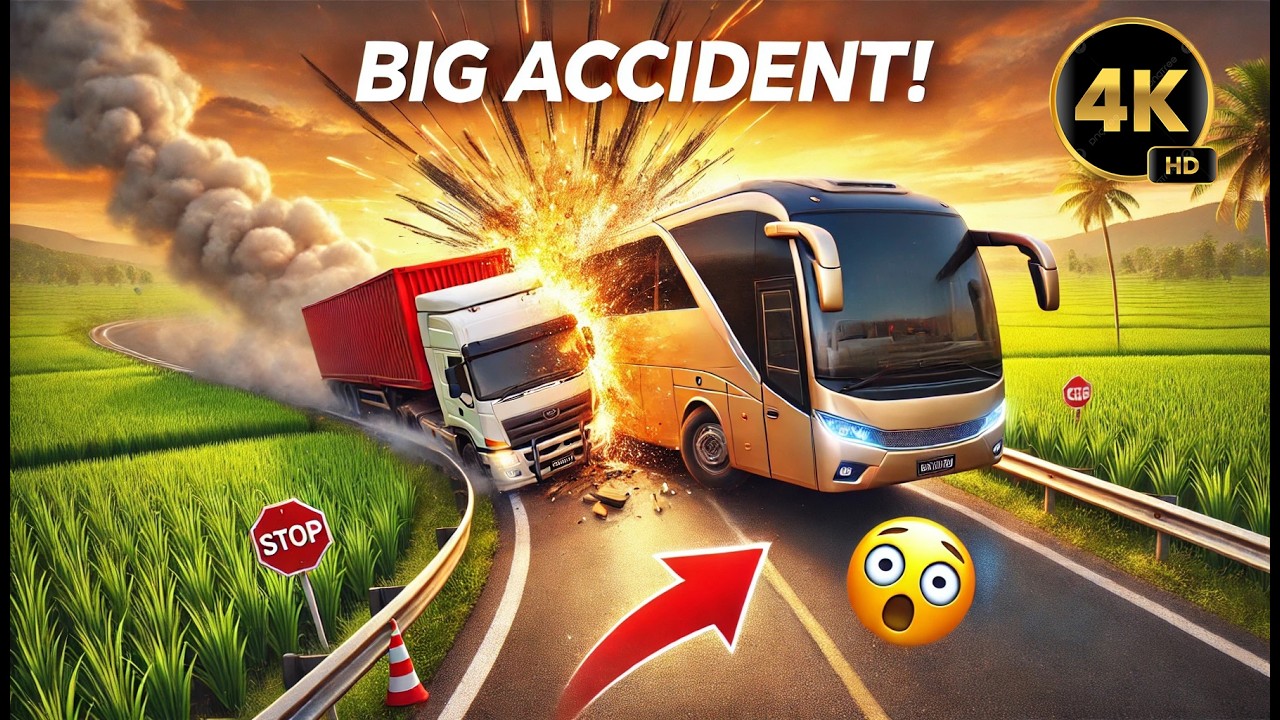 BIG ACCIDENT While Overtaking Truck 😱 Bus Simulator Indonesia | BUSSID Gameplay #android