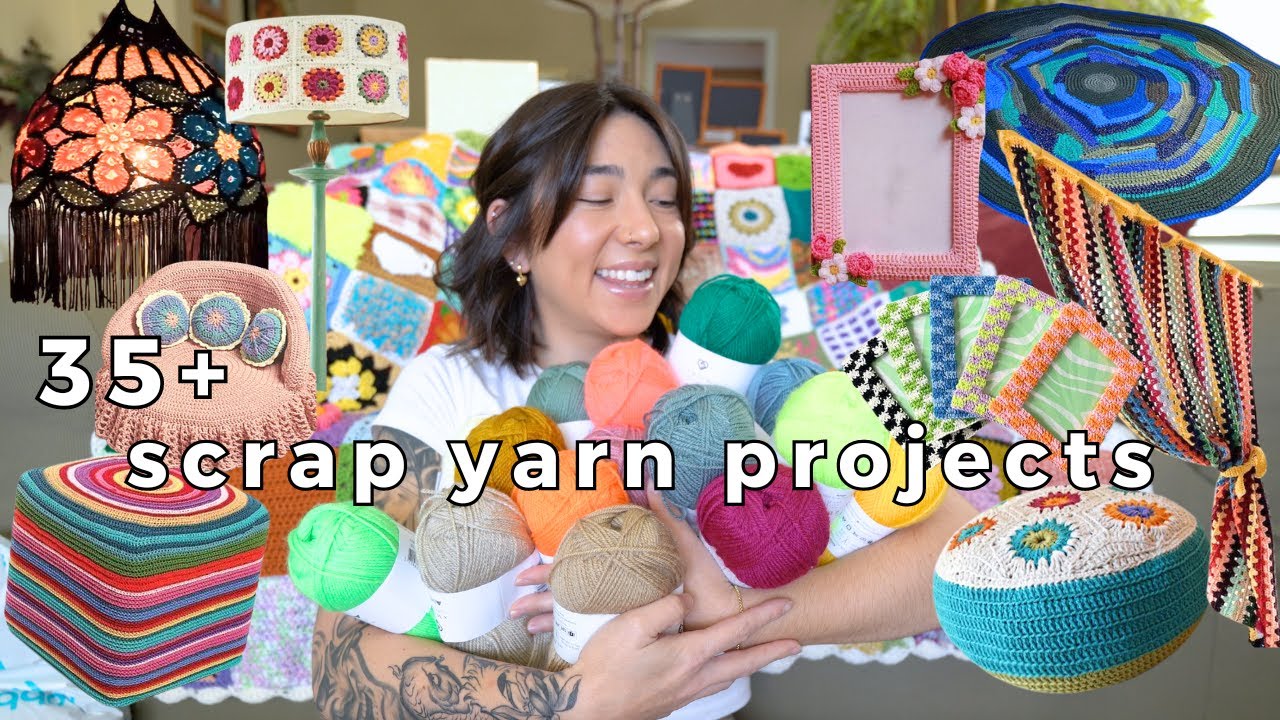 35+ crochet scrap yarn ideas | colorful yarn haul and easy crochet projects!
