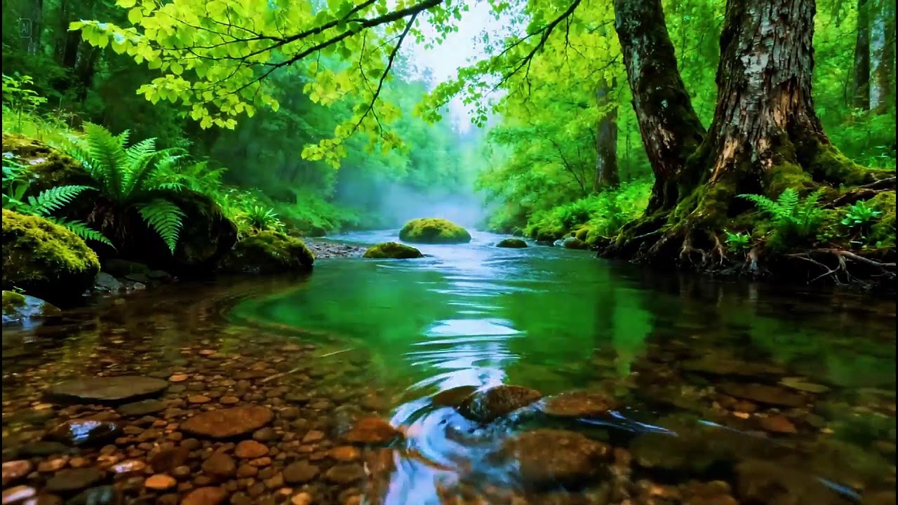 Healing Forest Ambience Sounds | Relaxing River Flowing Sounds | Gentle Birds Chirping Ambience