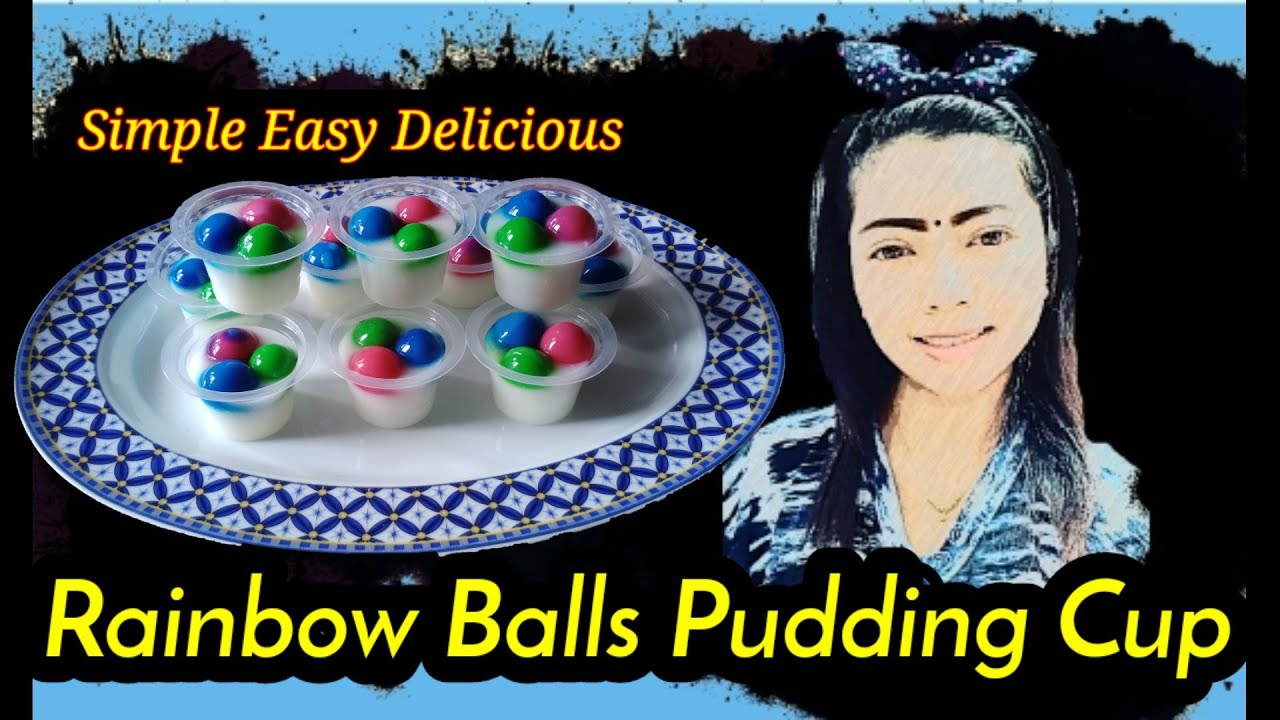 Rainbow Balls Pudding Recipe || Cara Membuat Pudding Bola Pelangi Simple