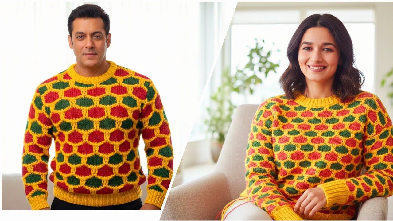 Attractive and colorful knitting pattern 😍 easy #knitting 🧶