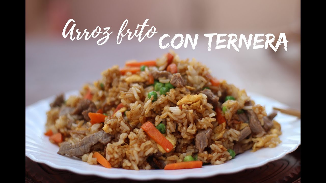 Arroz con ternera (estilo chino) | Arroz frito con ternera | Cómo hacer arroz con ternera