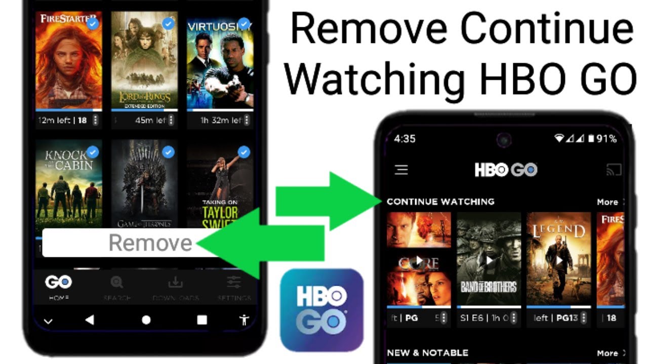 how to remove continue watching in HBO GO mobile