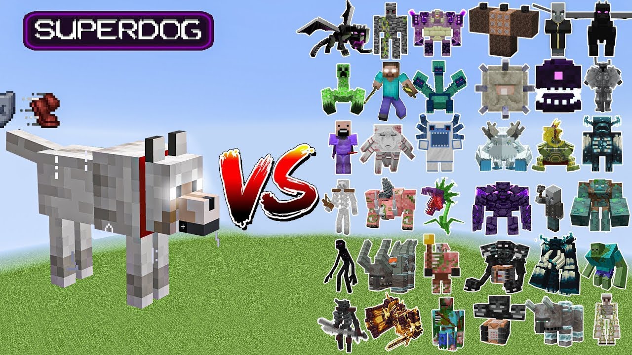 SuperDog vs All Minecraft Bosses,Wither Storm,Warden - Minecraft Mob Battle - BIG compilation