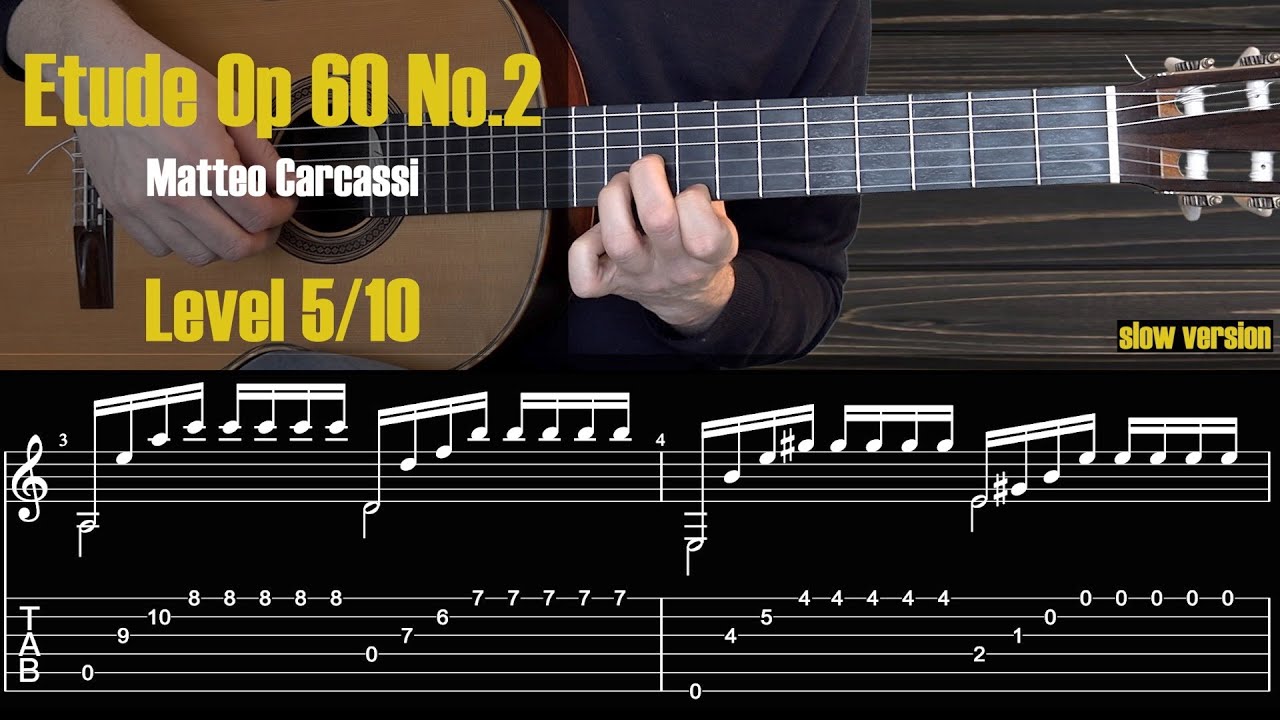 Etude Op.60 No.2. M.Carcassi. Lesson + TAB