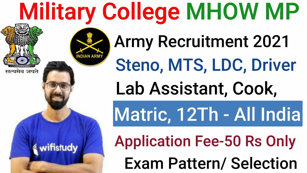 Military College MHOW MP Recruitment 2021 Notification &brvbar; Military College MHOW MP LDC /MTS Form 2021