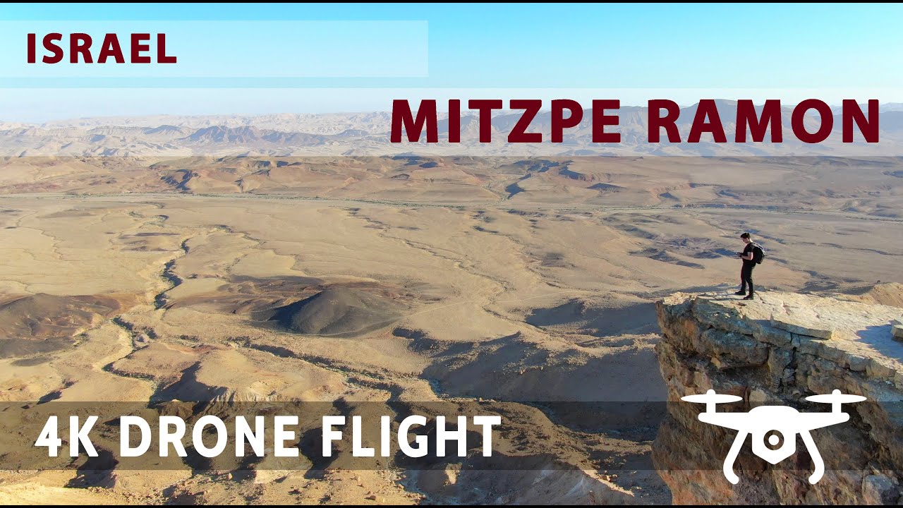 Mitzpe Ramon Negev Desert Drone Flight 4K Aerial View Israel Ramon Crater