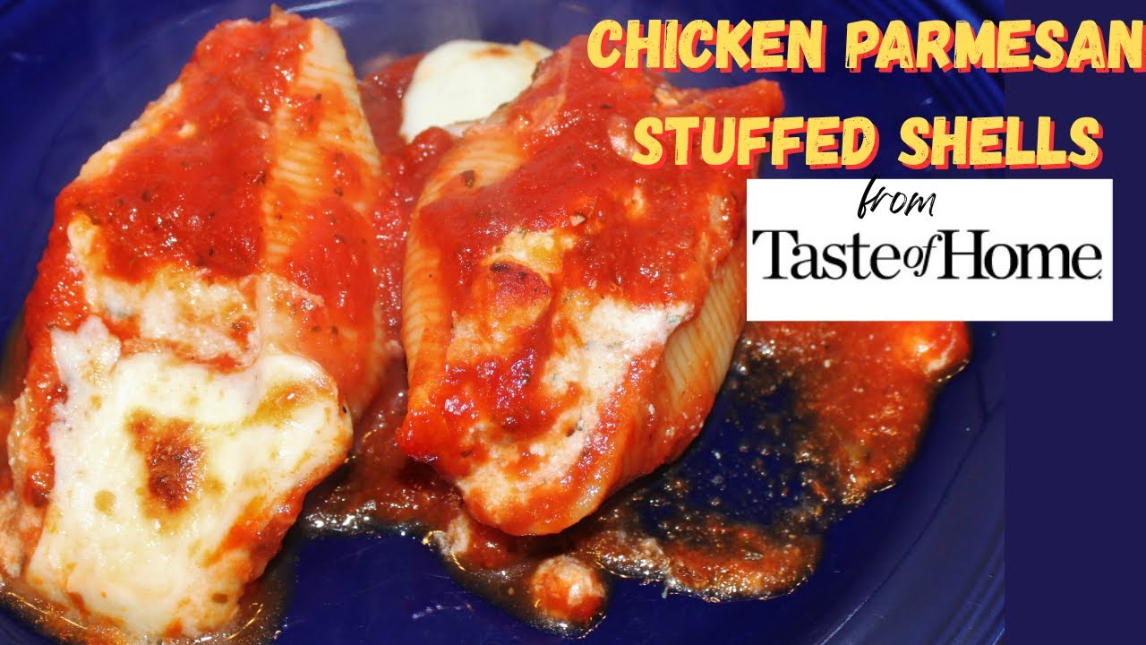 Chicken Parmesan Stuffed Shells Recipe from Taste of Home Almost Homemade Magazine 2018