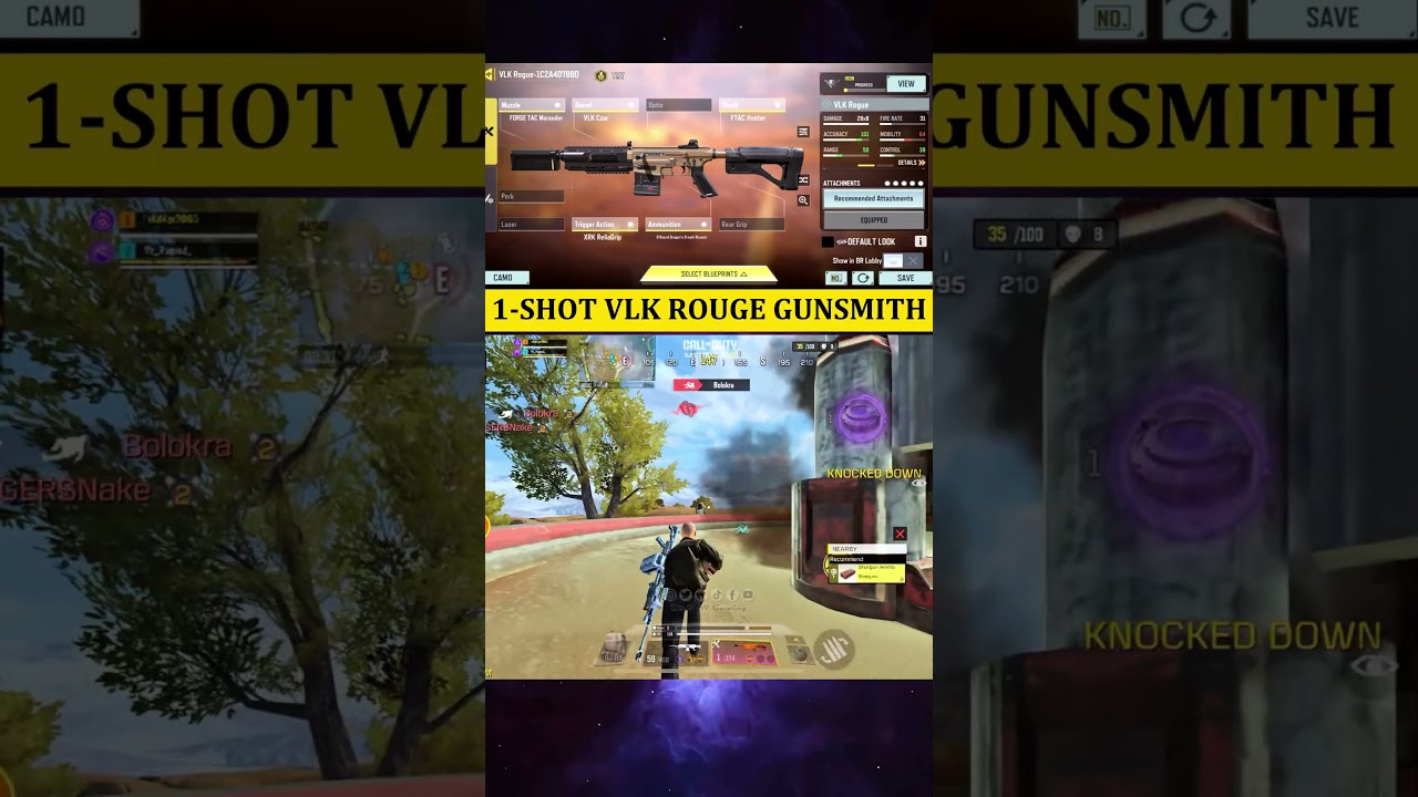 💀 1 HIT = INSTANT DEATH! Best VLK Rogue Gunsmith CODM BR! 🔥