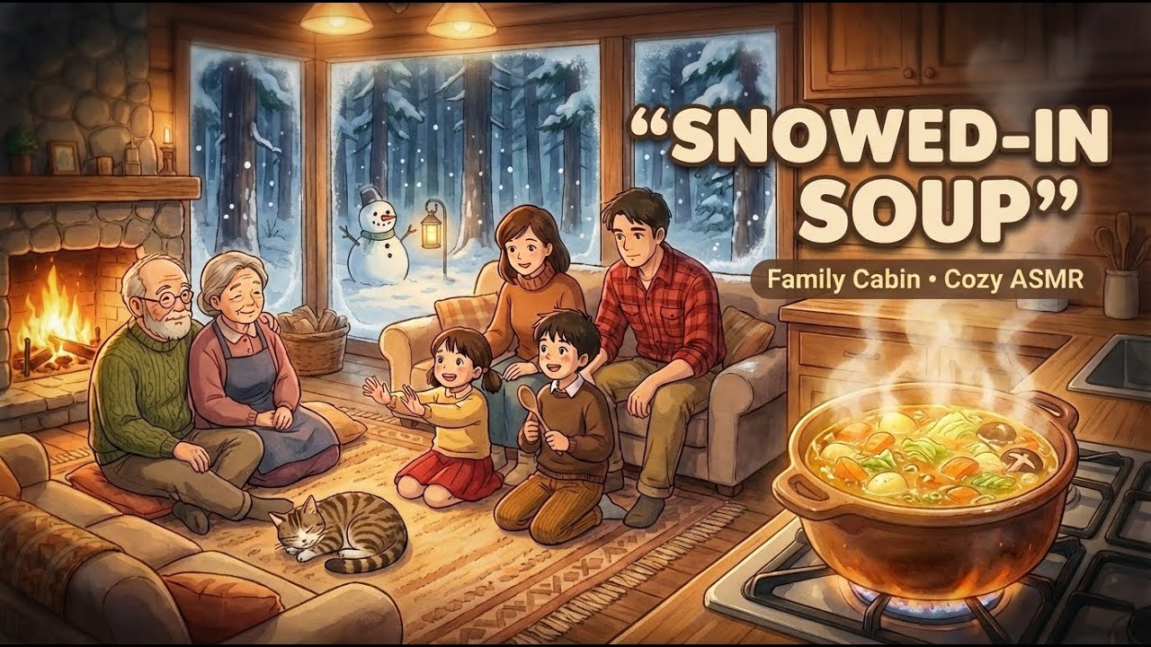 Peaceful Day in a Jungle Cabin | Cozy Heavy Snow Cooking ASMR (Ghibli‑Style)
