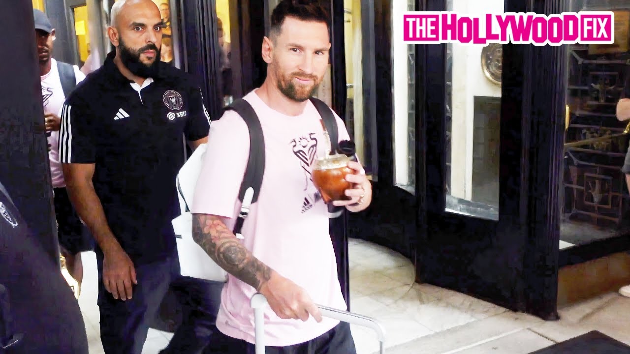 Lionel Messi Is Greeted By A Mob Of Fans While Leaving His Hotel With Teammates In Chester, PA