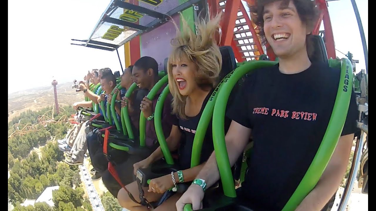 Lex Luthor Drop Of Doom World's Tallest Drop Ride Rider POV Six Flags Magic Mountain