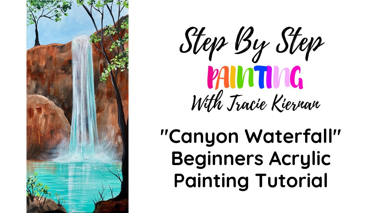 Canyon Waterfall Acrylic Painting Tutorial For Beginners