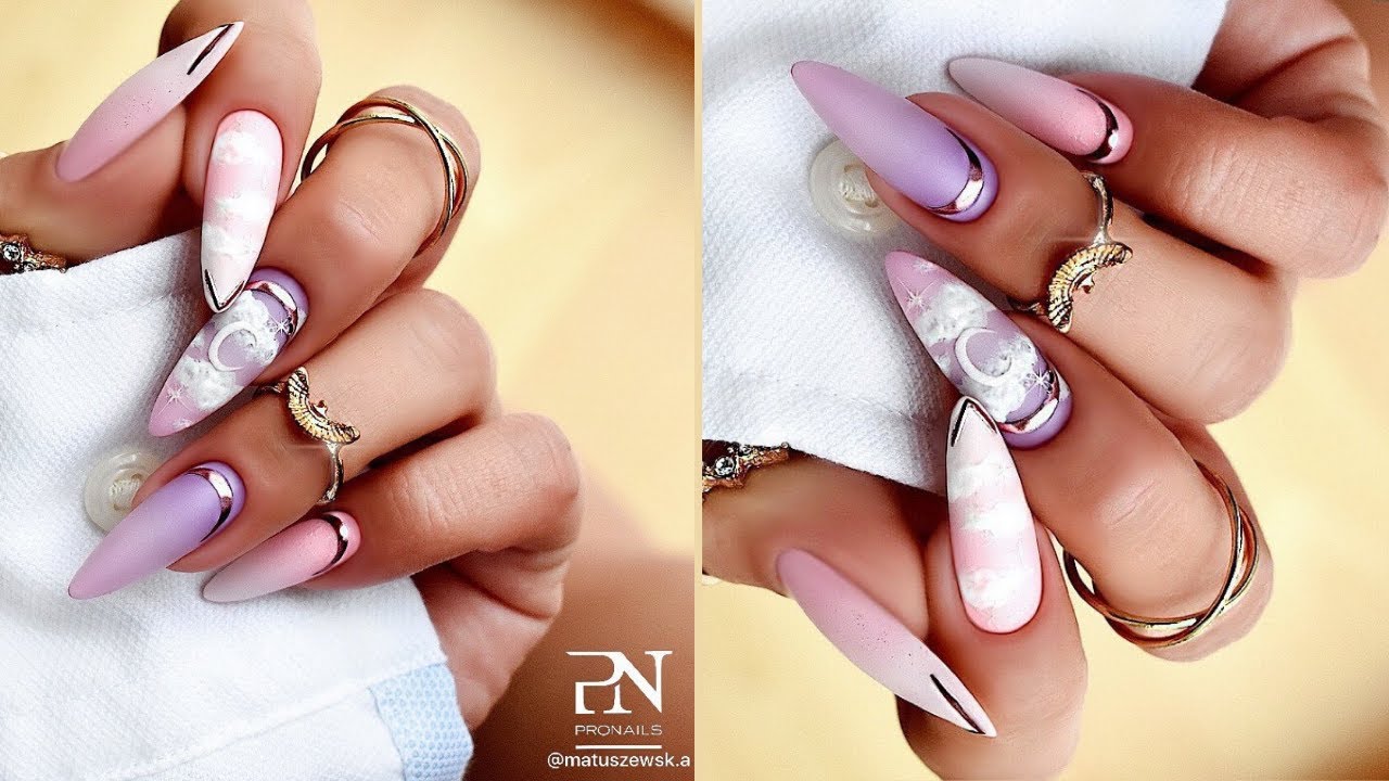 HOW TO DO FLUFFY CLOUD DESIGN ON PASTEL NAILS | CREATIVE SPRING OMBRE TUTORIAL | NAILS FASCINATION