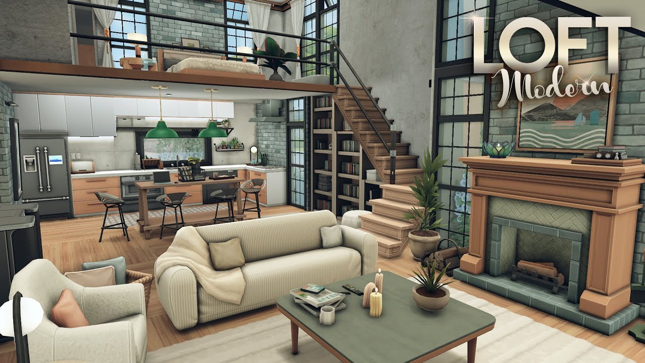 MODERN COZY LOFT | NO CC | The Sims 4: Book Nook Kit Speed Build