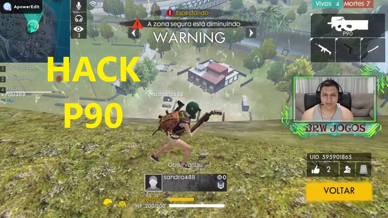 FREE-FIRE HACK DA P90 ESTRAGANDO AS RANQUEDAS CANAL BRW JOGOS PT#2