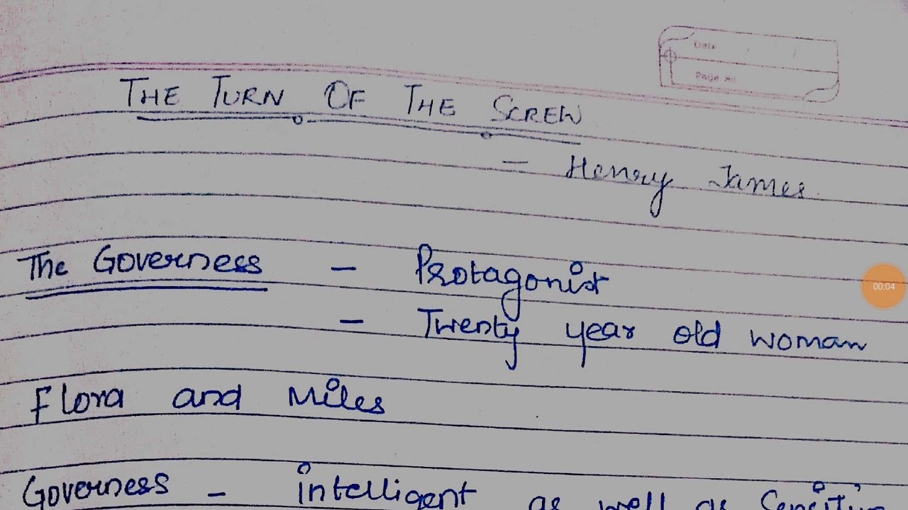 THE TURN OF THE SCREW BY HENRY JAMES //summary explained in hindi//