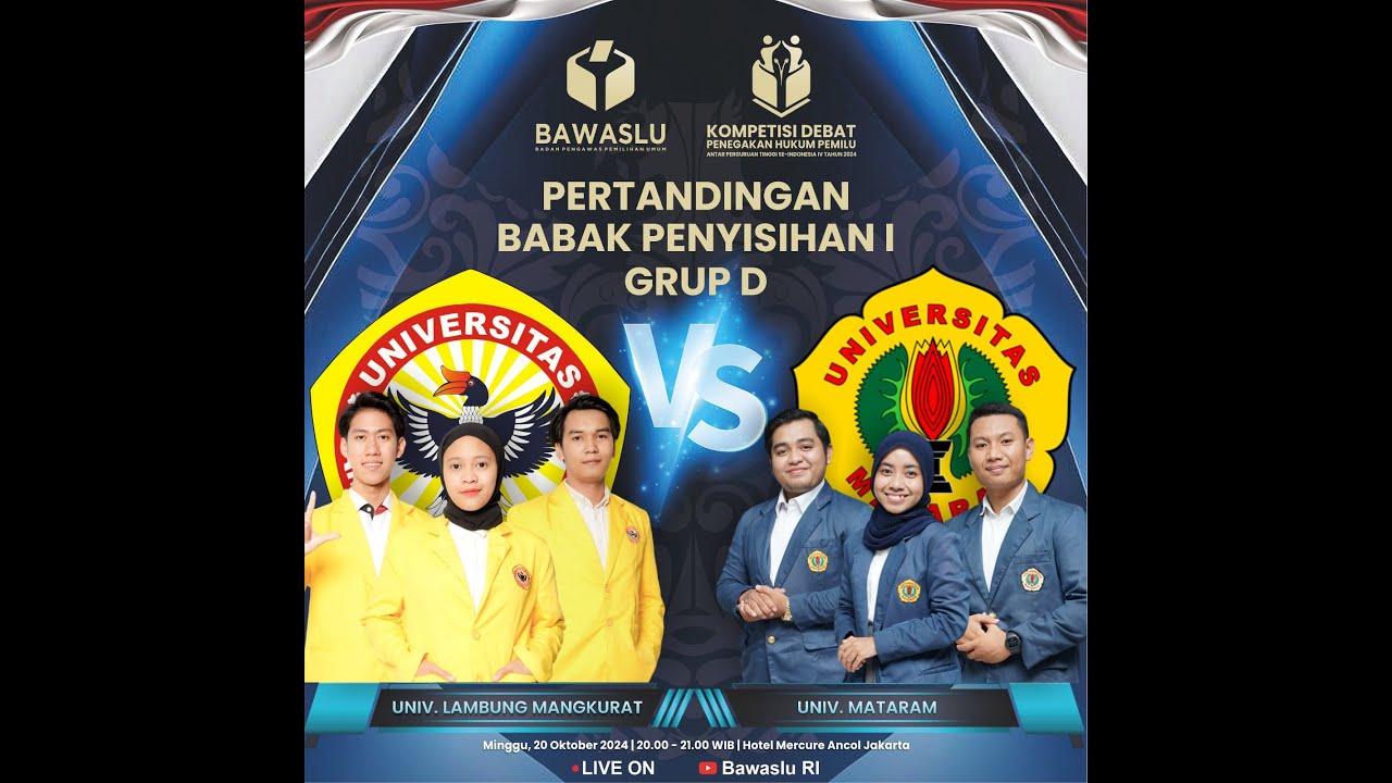8. BABAK PENYISIHAN 1 GRUP D - UNIVERSITAS LAMBUNG MANGKURAT VS UNIVERSITAS MATARAM