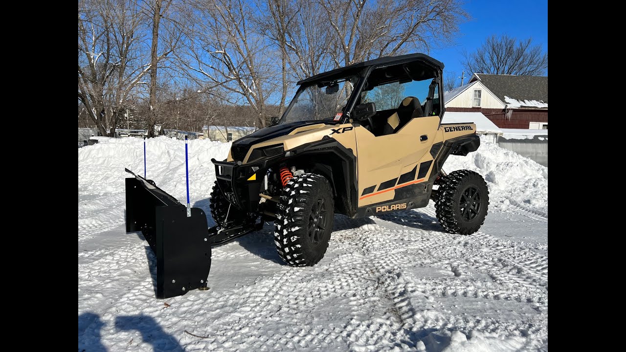 2021 Polaris General XP Plowing Snow With 72in KFI Pro Poly Plow