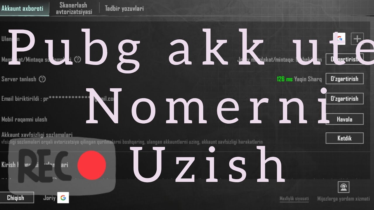 PUBG AKKAUNT NOMER UZISH 2025