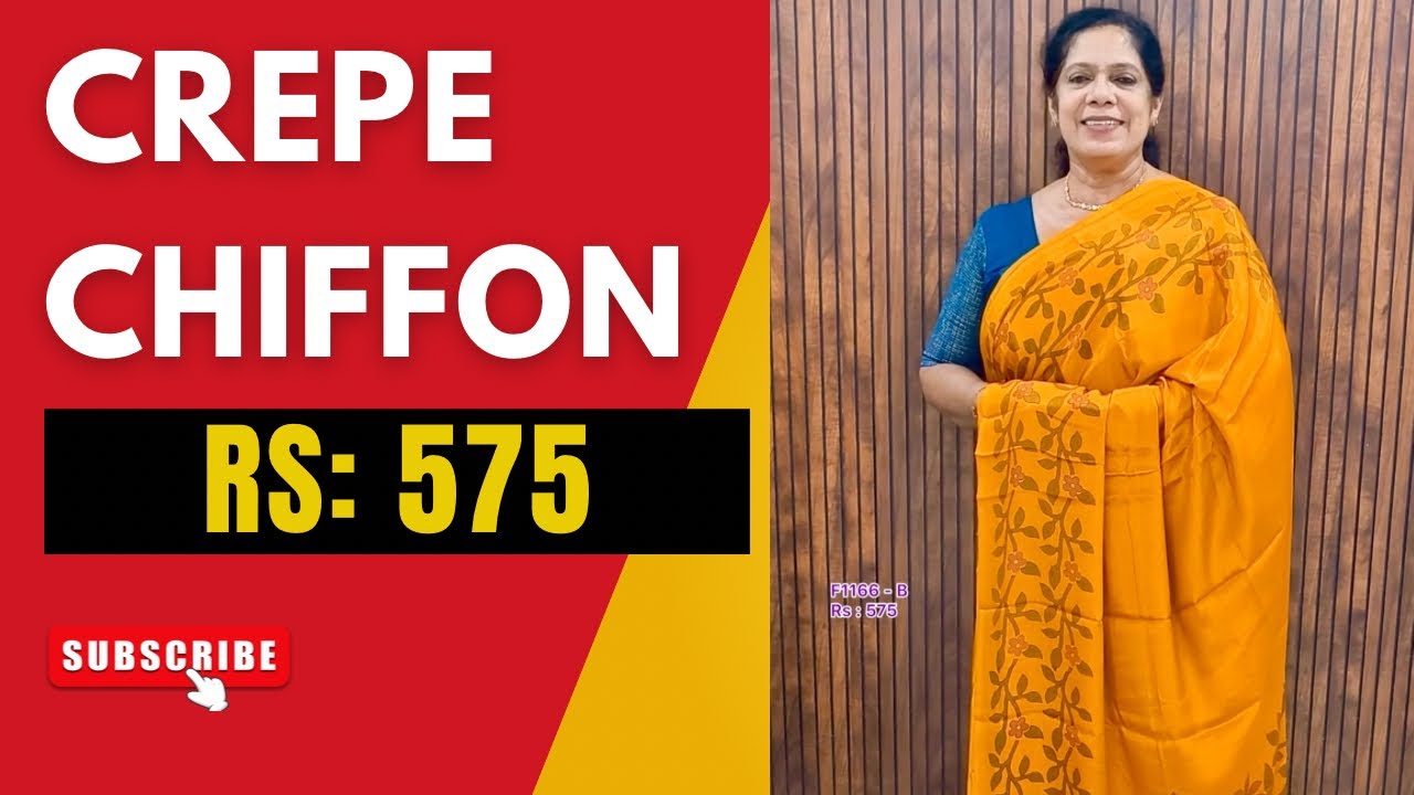 F1166 | Soft & Flowy Saree Crepe Chiffon | Just Rs : 575 | Affordable Sarees