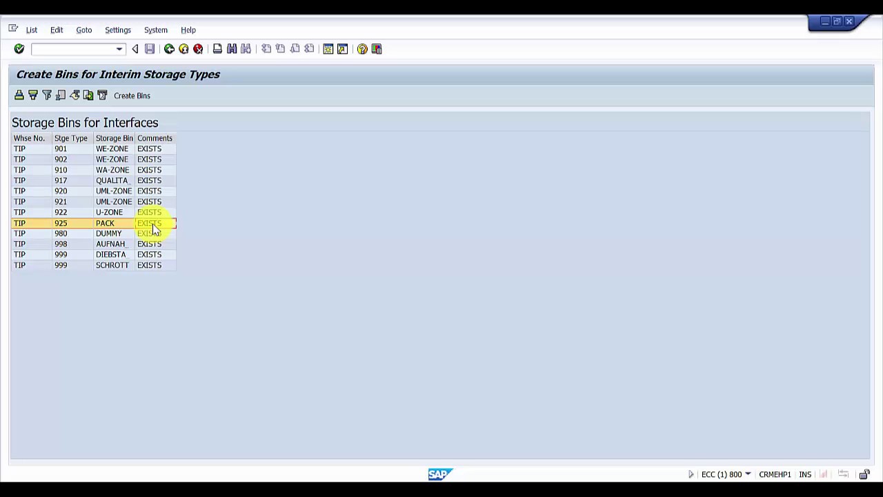 How to create Storage Bins for Interim Storage Types - SAP WM