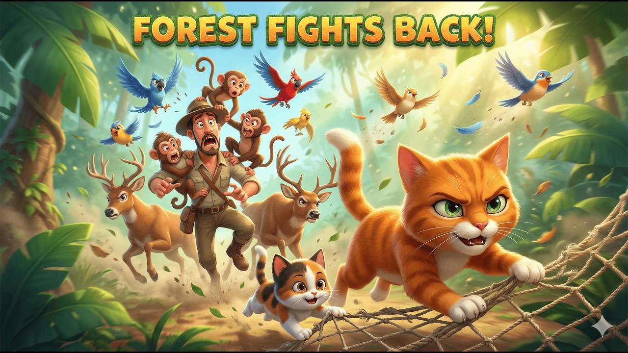 Hunter Traps Birds | Mama Cat Fights Back | Forest Rescue Story