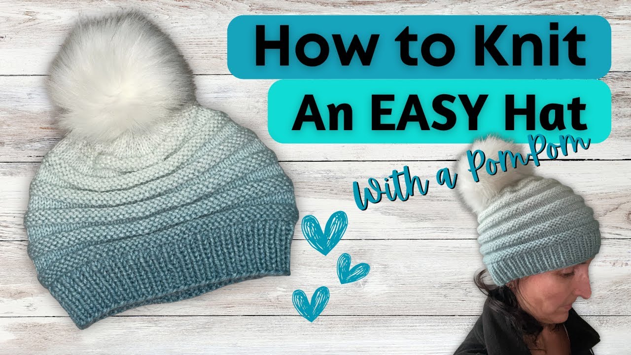 🧶 How to Knit an Easy & Unique Hat for Beginners | Step-by-Step with Circular Needles + Pom Pom