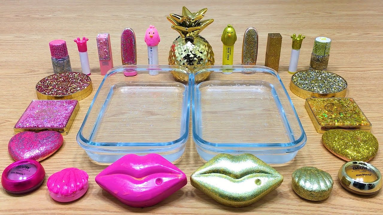 PINK vs GOLD ! Mixing Makeup Eyeshadow Into Slime! Special Series #22 Satisfying Slime Video