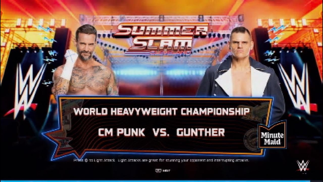WWE 2K25 CM Punk vs Gunther Summer Slam for World Heavyweight Championship 