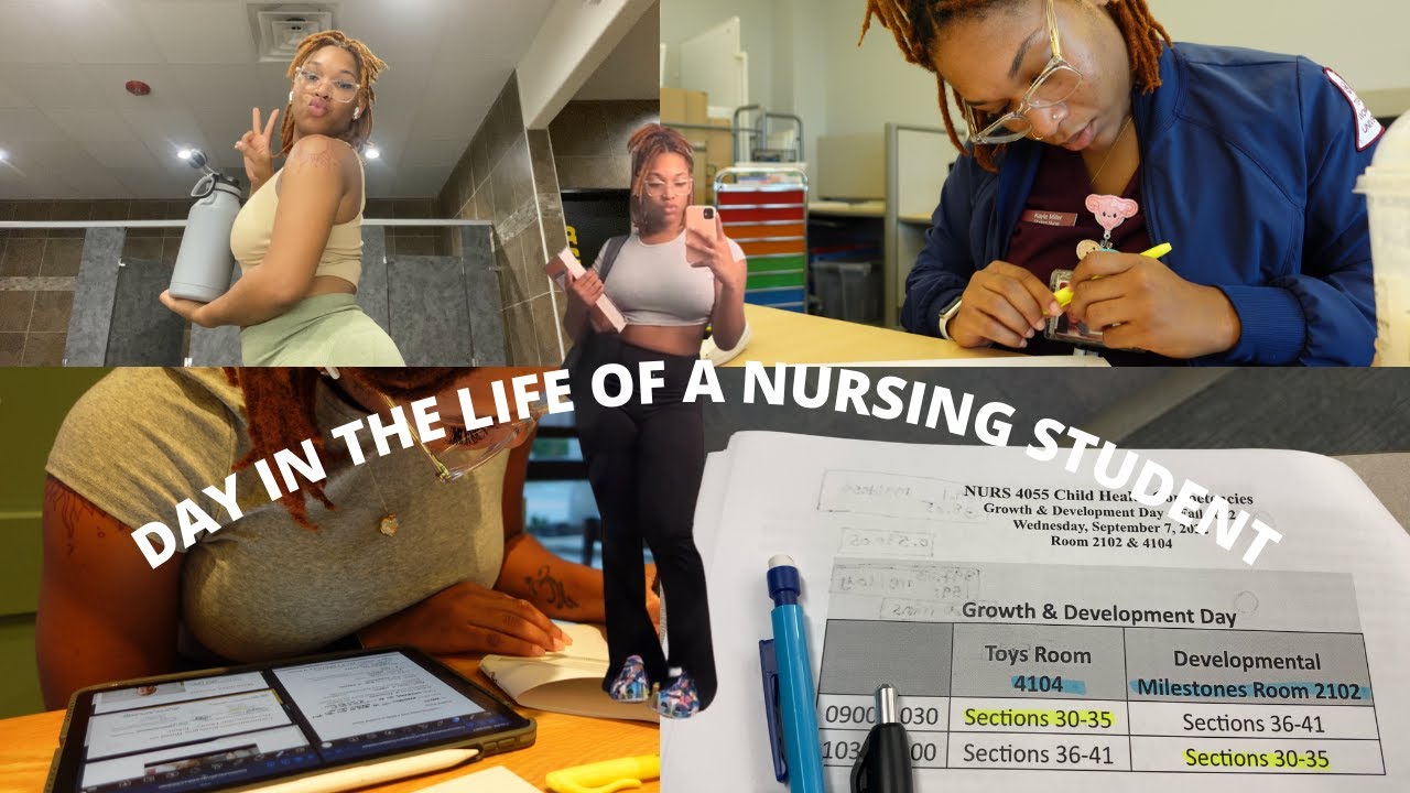 DAY IN THE LIFE OF A NURSING STUDENT: peds growth & development lab, workout, & study