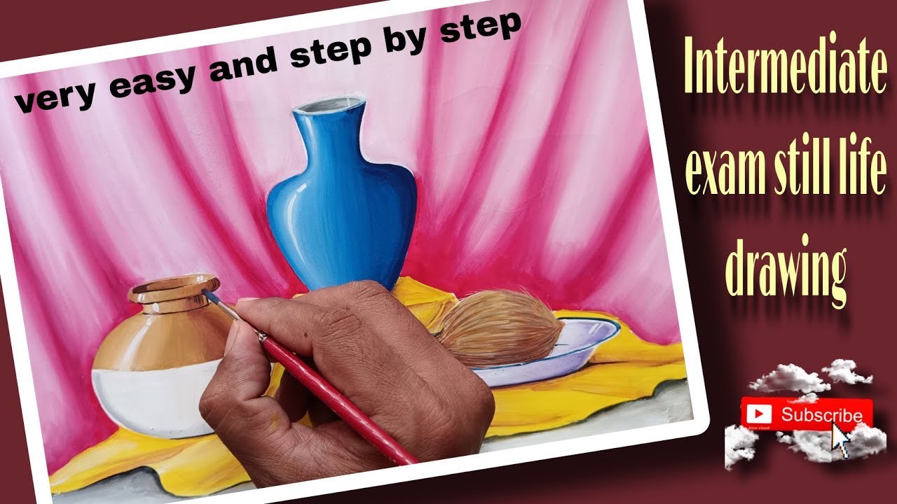 Still life drawing/how to draw and colour still life/Intermediate still life drawing/स्थिरचित्र