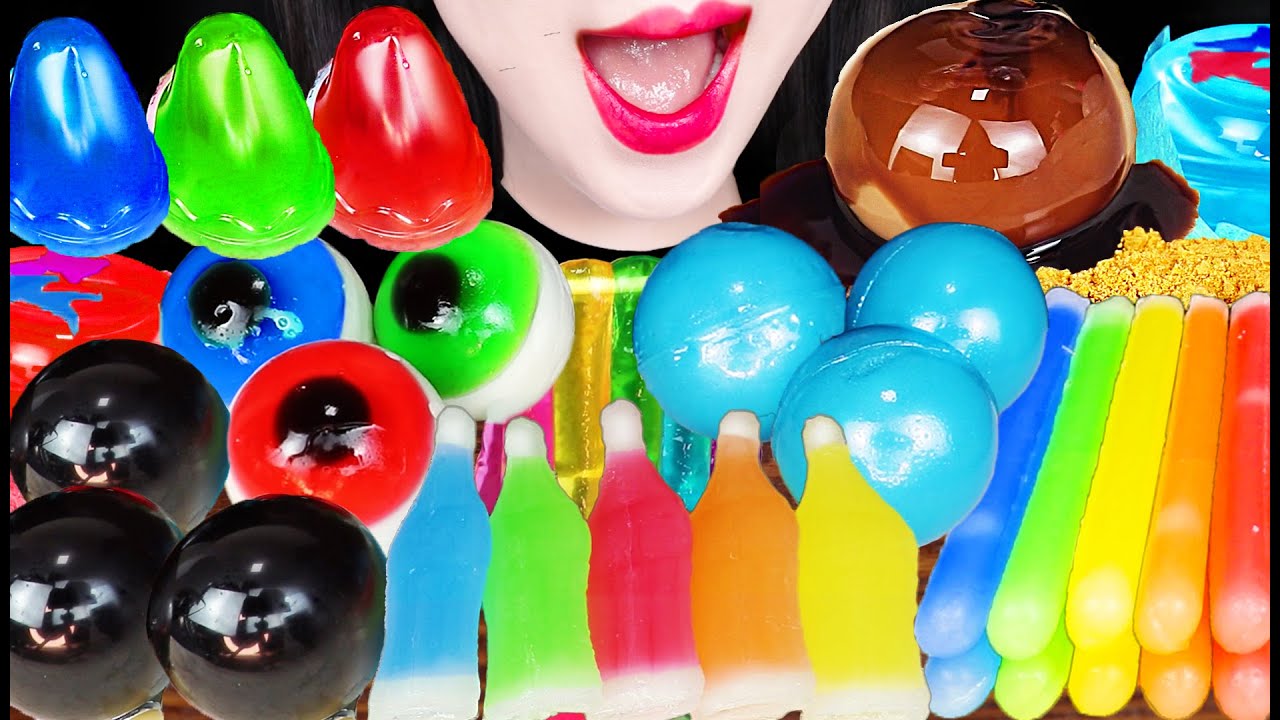 ASMR Jelly Party, Raindrop Jello, Noodles 젤리 파티, 물방울 떡 먹방 Mukbang, Eating