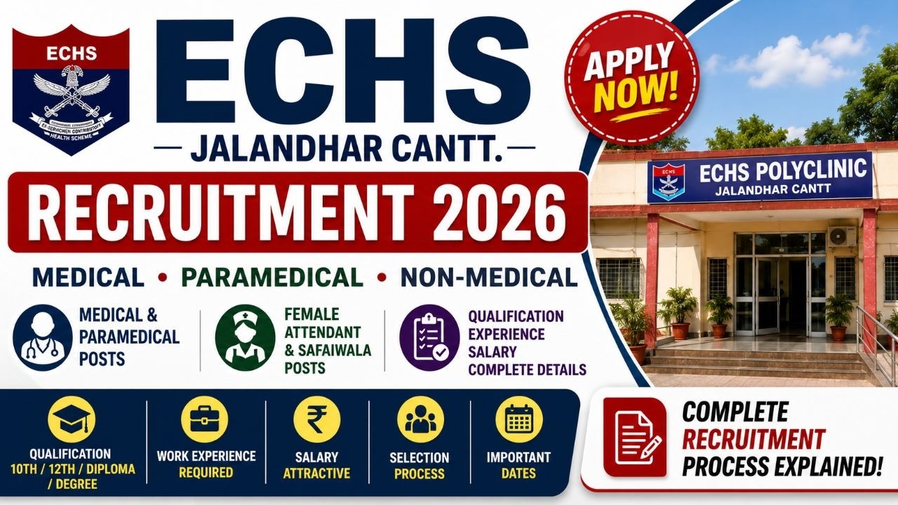 Вакансии ECHS Jalandhar Cantt 2026 | Медицинский, парамедицинский и немедицинский персонал | Квал...