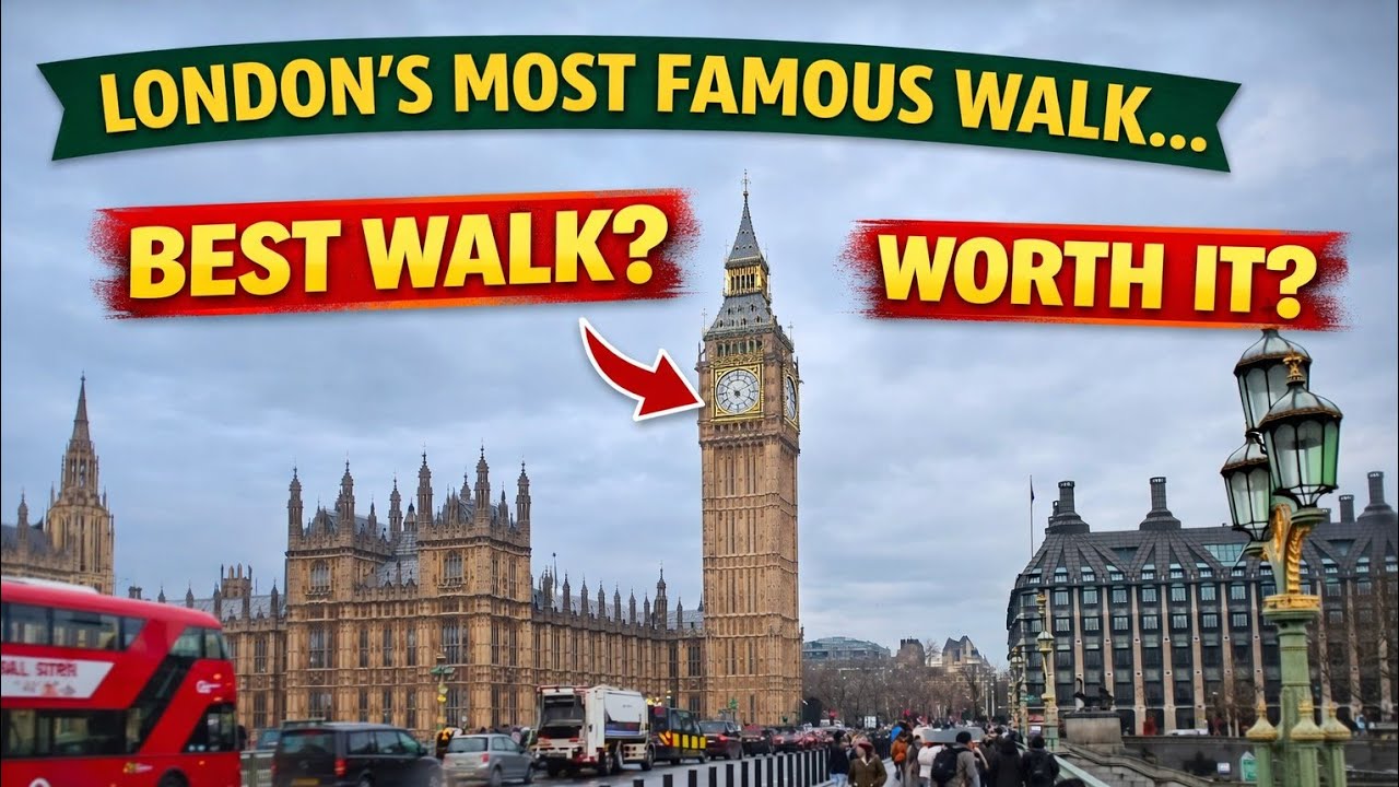 IMMERSIVE WALK along The River Thames, passing London Eye, Big Ben & Westminster Abbey