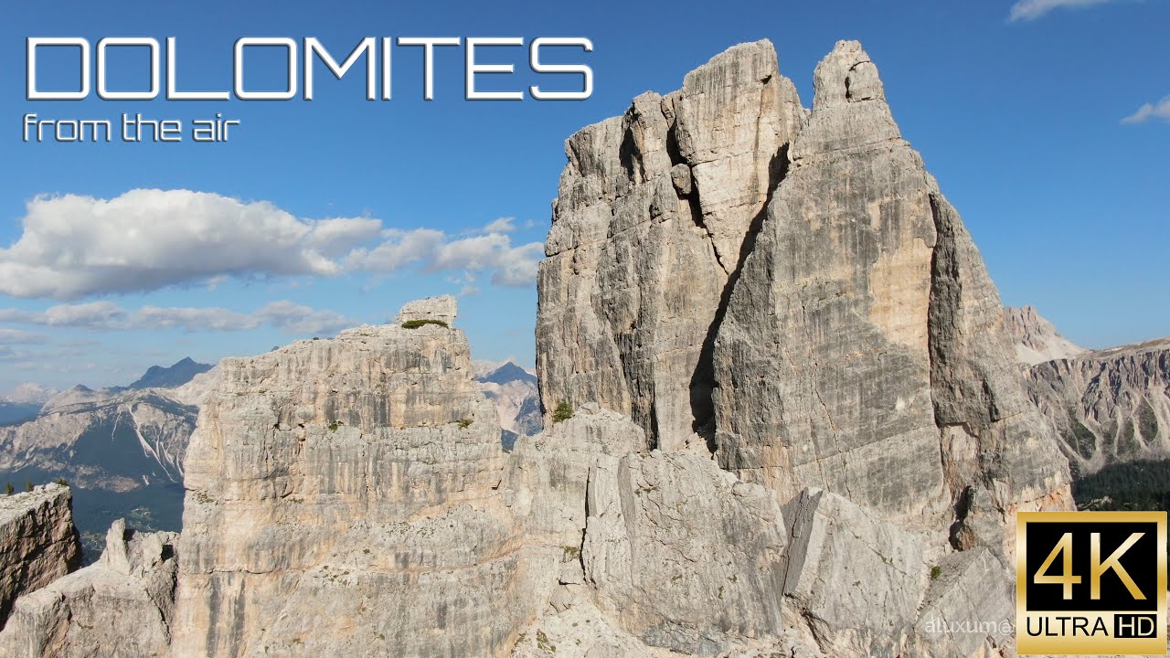 The Dolomites Italian Alps aerial drone view