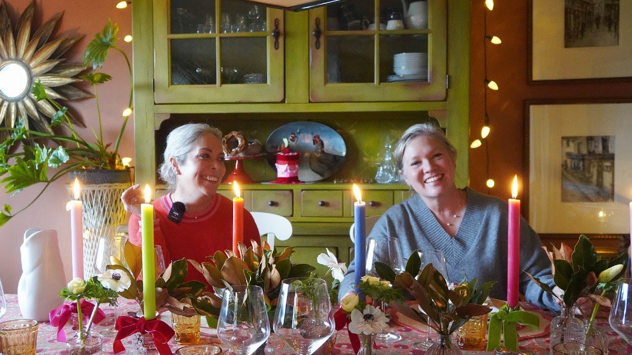 Charming Colorful Holiday Home Tour | winter garden table scape
