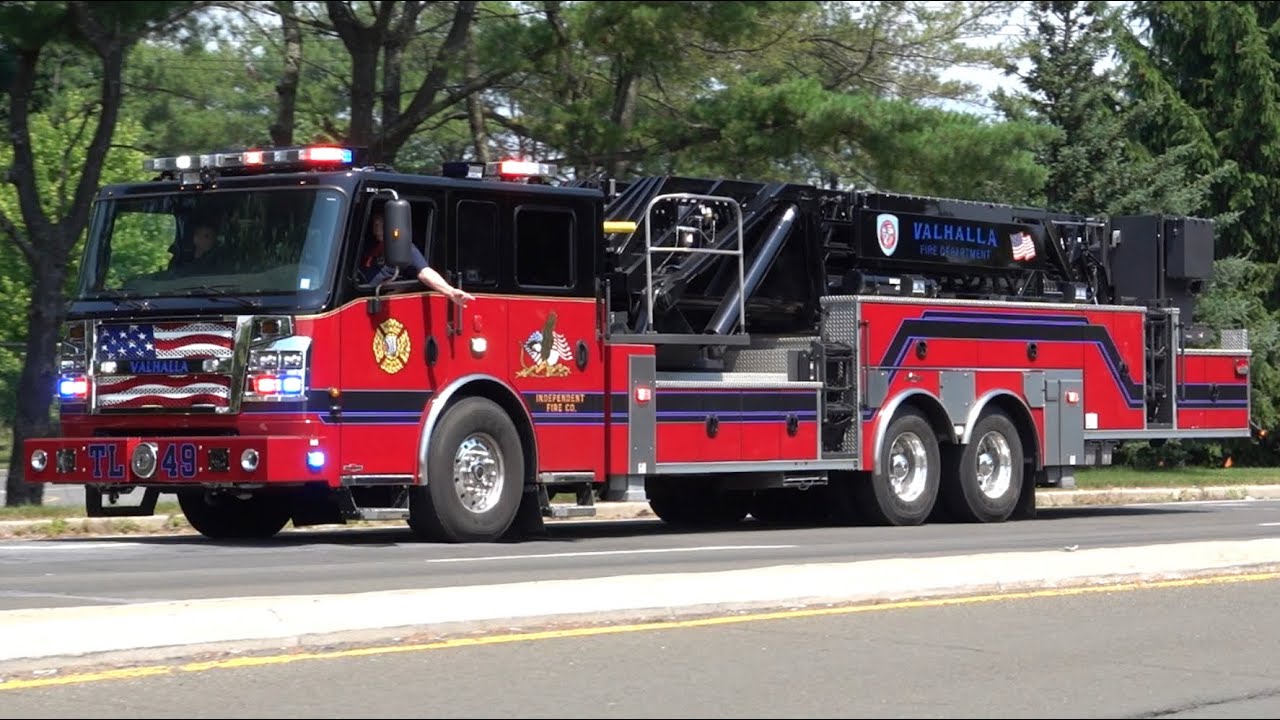 Valhalla Fire Department Tower Ladder 49 & Engine 84 Responding 6/19/24