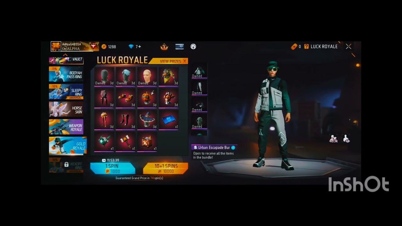 Free fire remove luck and weapon royal 😔😔😭