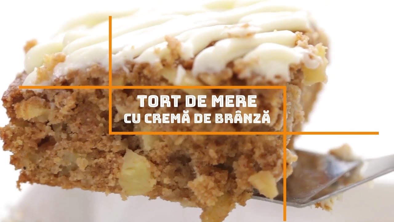 Tort de mere simplu cu glazura de crema de branza