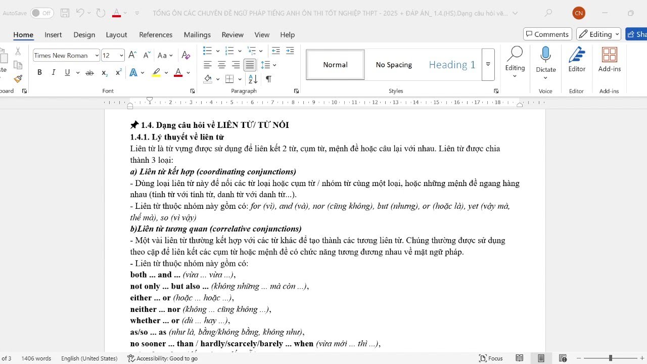 Tất tần tật LIÊN TỪ Tiếng Anh: Both…And, Either…Or, Neither…Nor - CHUYÊN ĐỀ 4