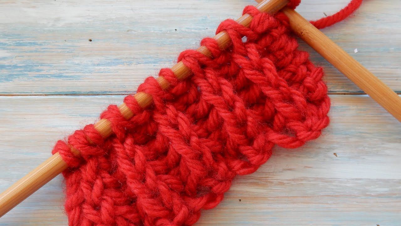 English Rib / Fisherman's Rib Knitting Stitch Variation (Slip 1 as if to Purl, K YO tog)