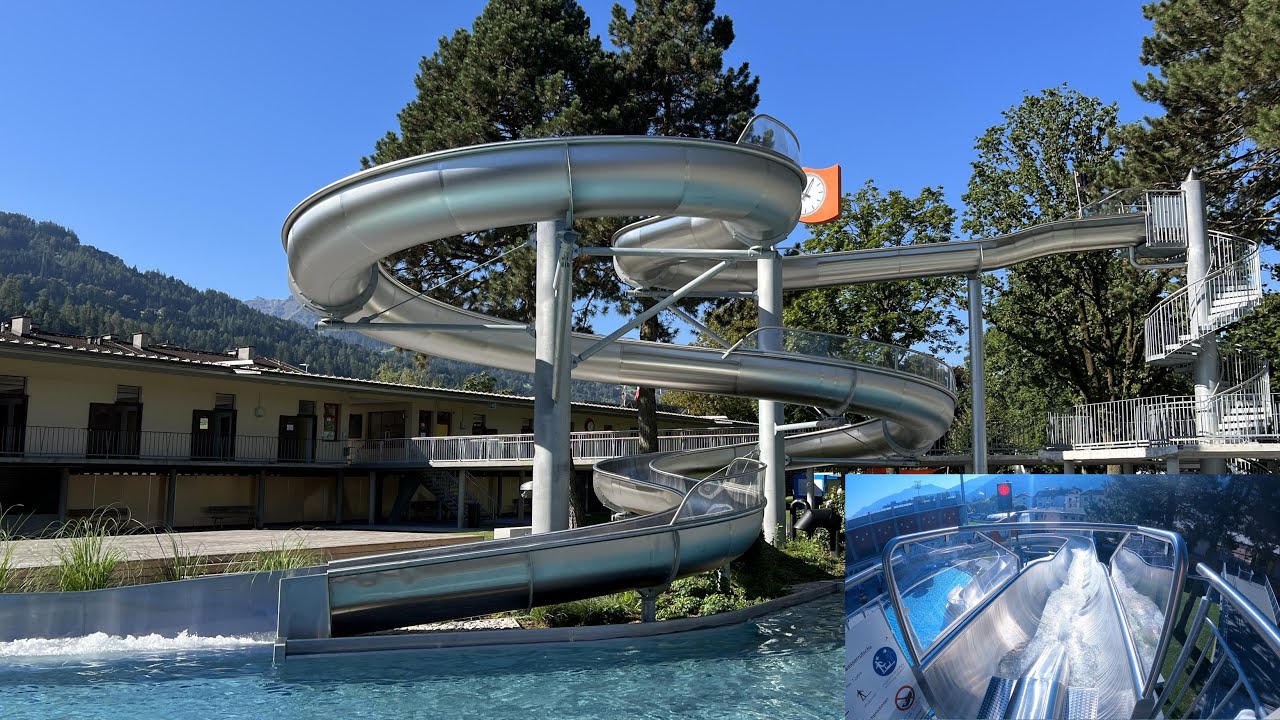 Alpenbad Wattens (A) - Neue Gro&szlig;wasserrutsche (New Steel Slide 2023)