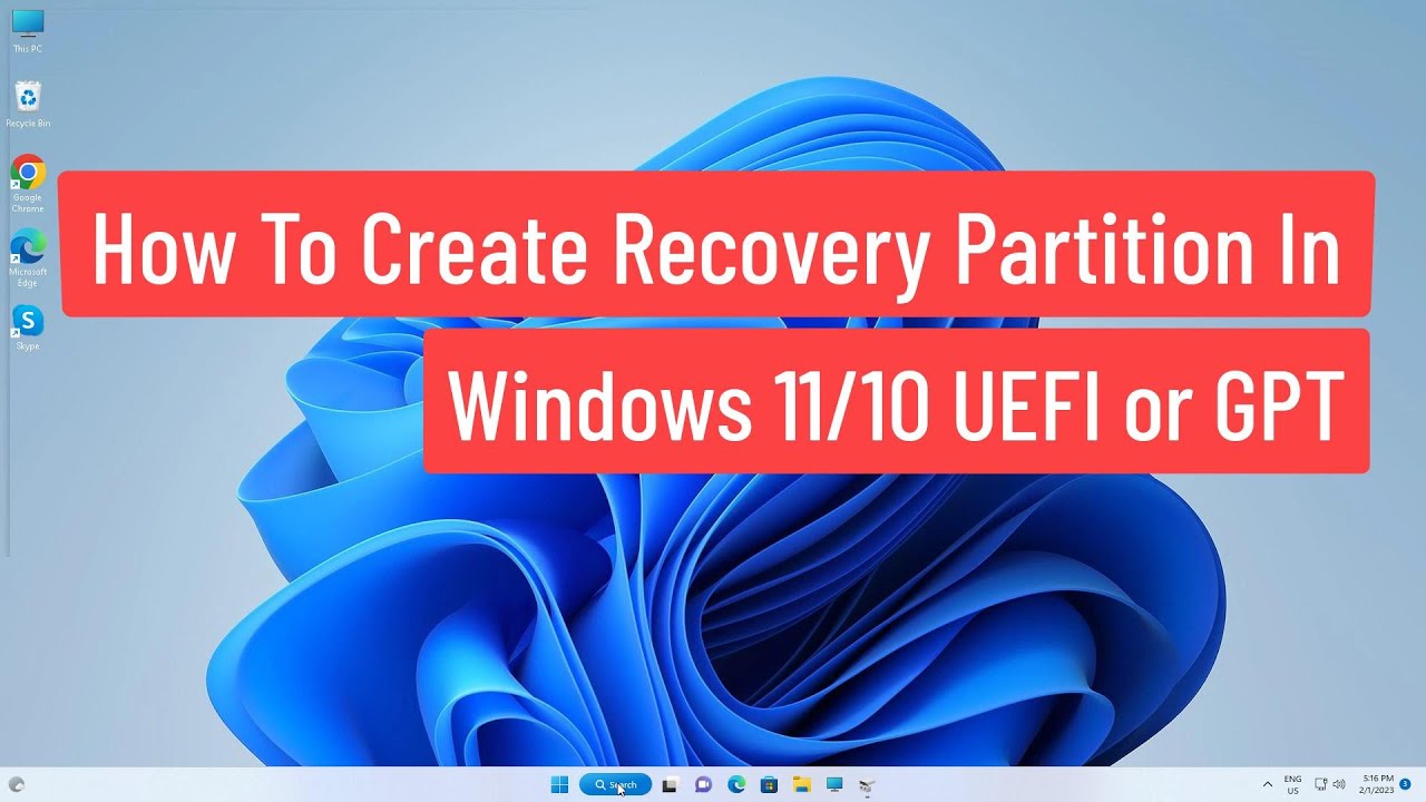 Создание раздела восстановления в Windows 11/10 UEFI или GPT