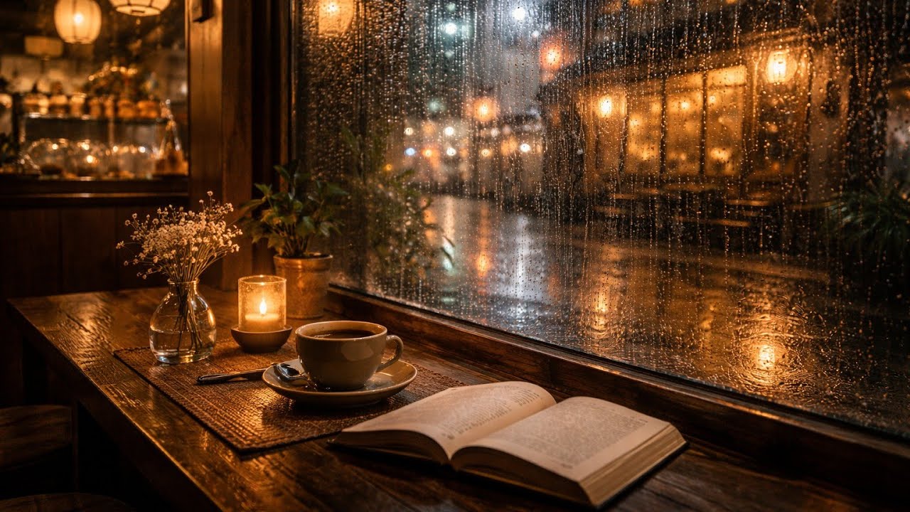 Rainy Night Coffee Shop | Japanese Rain Sounds for Sleep & Study | 1 Hour