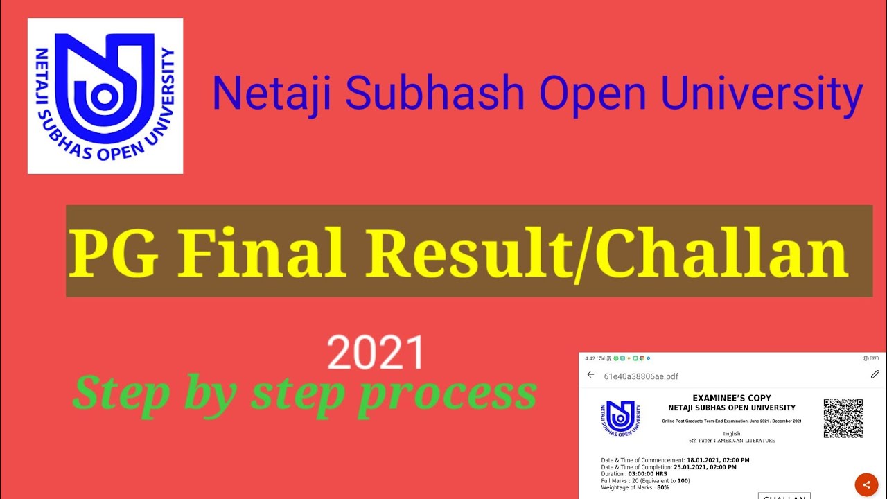 NSOU PG Final exam Result/Challan 2021//Step by step Download process