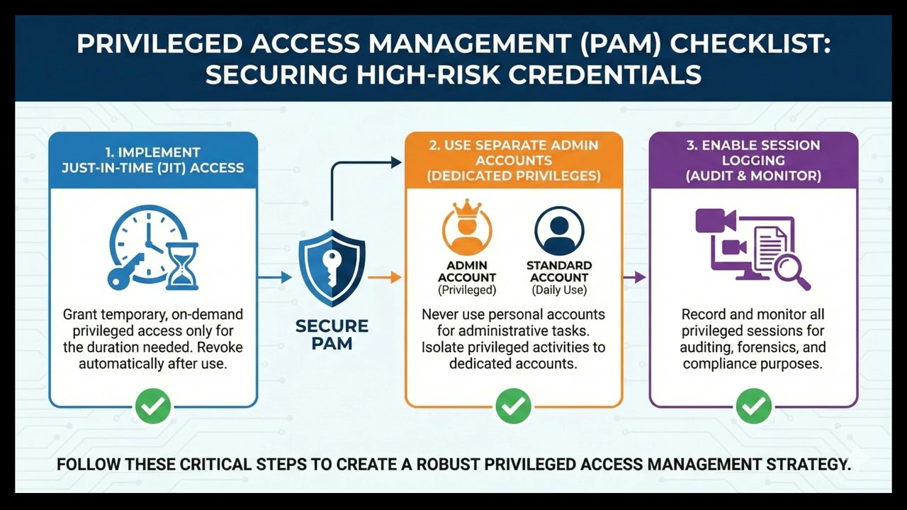 Privileged Access Management Checklist | JIT Access & Session Logging