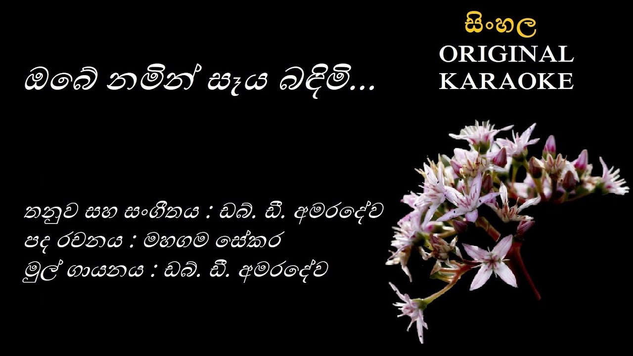 Obe Namin Seya Bandimi - ඔබේ නමින් සෑය බඳිමි - KARAOKE - WD Amaradewa/Mahagama Sekara/WD Amaradewa