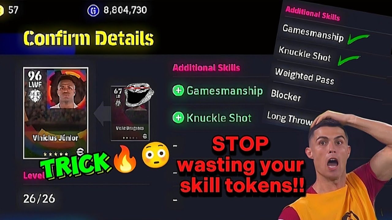 How to SELECT skills for any player || efootball trick