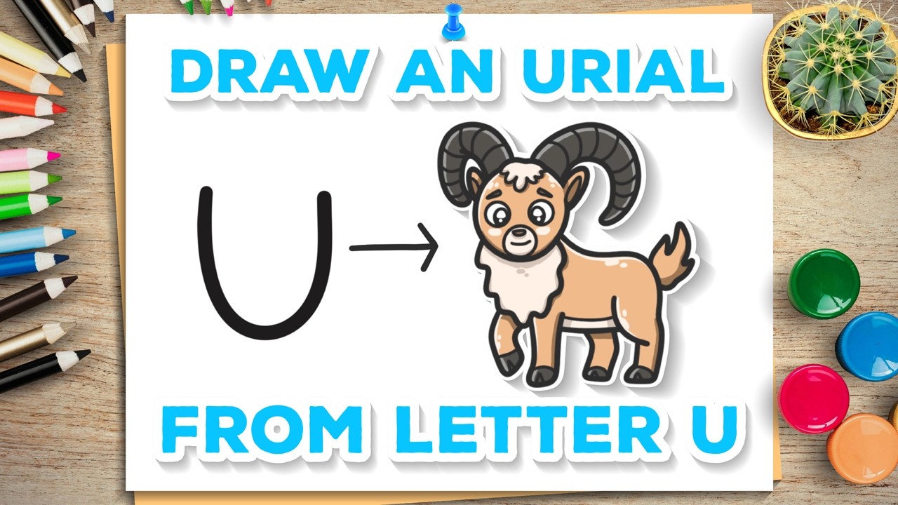 How to Draw an Urial from Letter U. Easy Drawing Tutorial